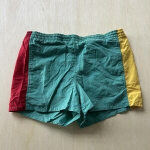 Vintage IZOD Swim Shorts Mens Large Green Multicolor Colorblock Trunks Taiwan